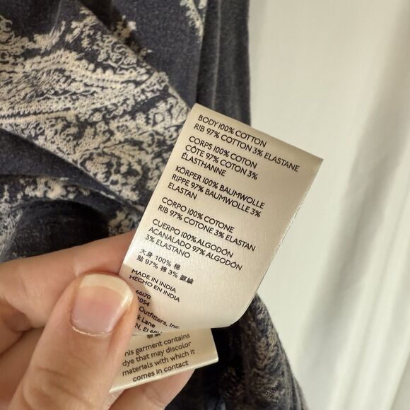 We the Free Blouse Women's Medium Grey Paisley High Low Vneck Long Sleeve - Picture 9 of 13